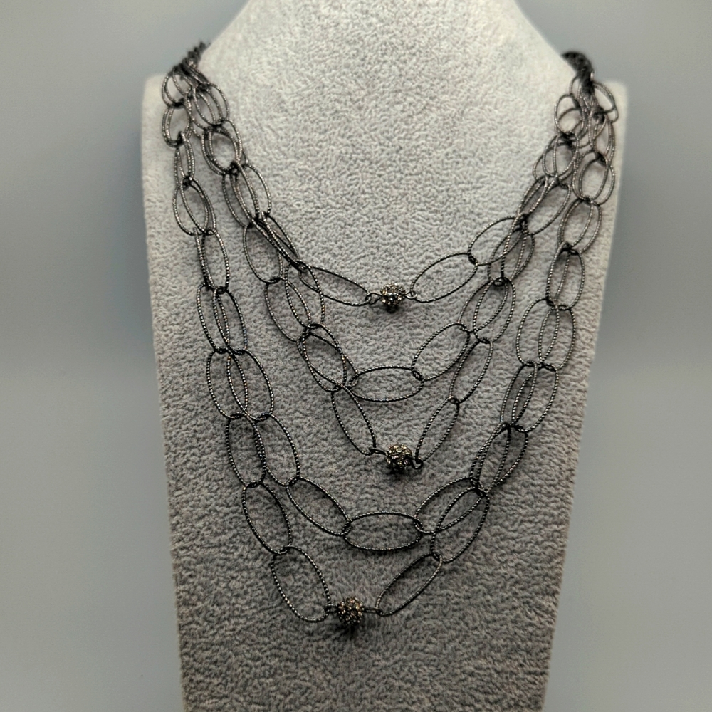 Beautiful Antiqued Silver and CZ Necklace